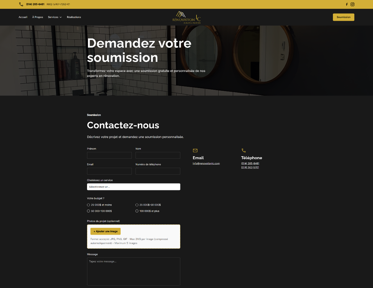 RénovationLC - Page de soumission avec upload d'images